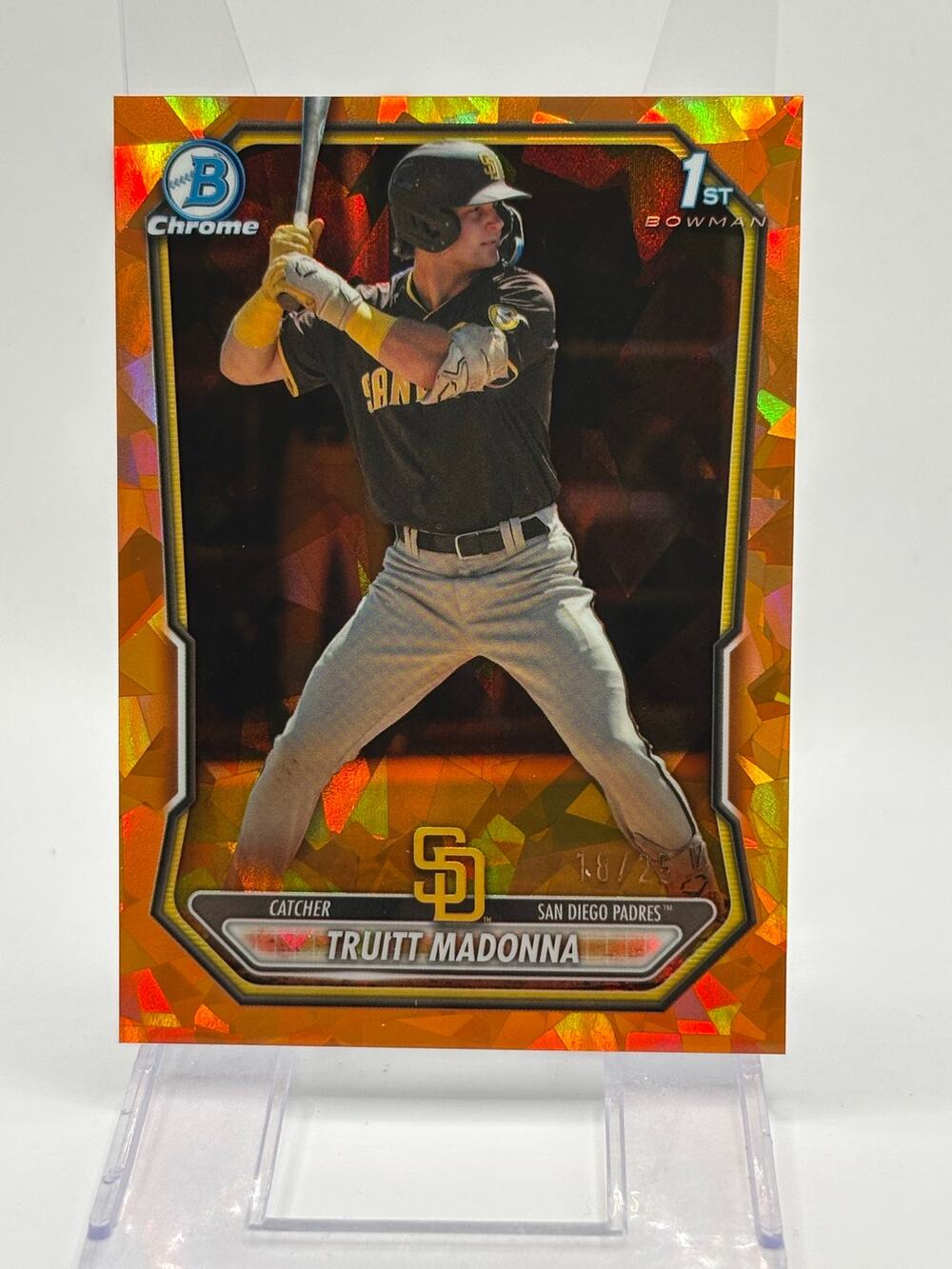 2026 Bowman Sapphire Truitt Madonna 1st Bowman Orange Refractor 18/25 SP Padres